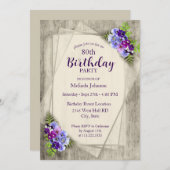 幾何学的素朴パンジー80誕生日 招待状 (正面/裏面)