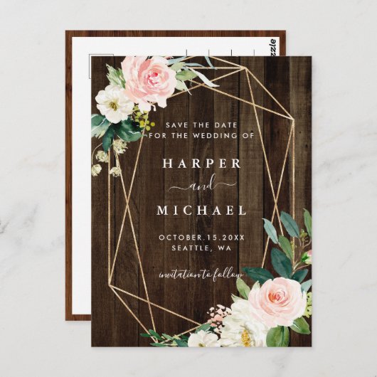 幾何学的素朴フローラ木版写真保存日 ポストカード (正面/裏面)