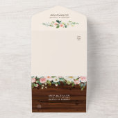 幾何学的素朴フローラ結婚木材 オールインワン招待状 (外側)