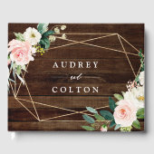 幾何学的素朴フローラ結婚木材 ゲストブック (正面)