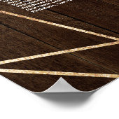 幾何学的素朴フローラ結婚木製座席図 ポスター (角)