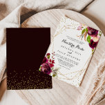 幾何学的素朴ブルゴーニュNuestraボダ結婚ズ 招待状<br><div class="desc">この幾何学的な素朴なブルゴーニュのヌエストラ結婚式招待状は赤のに最適結婚である。このデザインは、ピンク、赤面、赤、バーガンディ、ボルドの水の色の花と緑の葉を特徴とし、金ゴールドグリッター幾何学模様のフレームを飾る。</div>