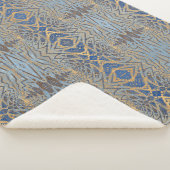 幾何学的素朴ボホブラウンと青の部族の民族 シェルパブランケット (3/4)