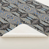 幾何学的素朴ボホブラウンと青の部族の民族 シェルパブランケット (3/4)