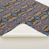 幾何学的素朴ボホブラウンと青の部族の民族 シェルパブランケット (3/4)