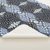 幾何学的素朴ボホブルーと黒部族民族 シェルパブランケット (3/4)