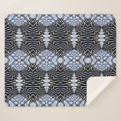 幾何学的素朴ボホブルーと黒部族民族 シェルパブランケット (正面(横))