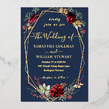 幾何学的素朴ボホワイルドフラワーネイビーブルー結婚ズ