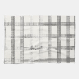 幾何学的素朴ミニマモダンリストプレイド キッチンタオル