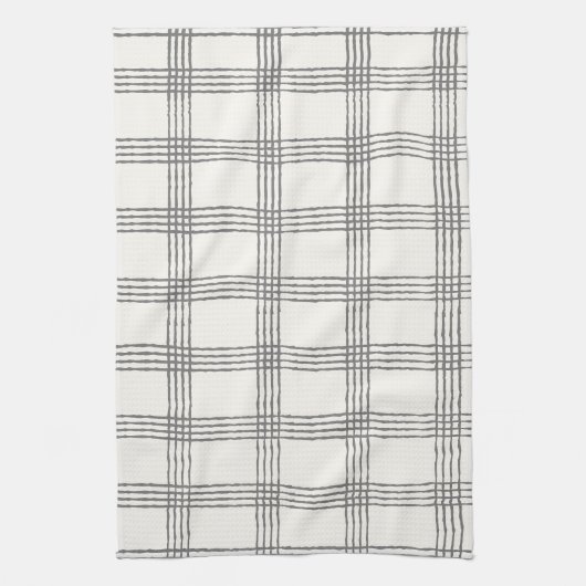 幾何学的素朴ミニマモダンリストプレイド キッチンタオル (縦)