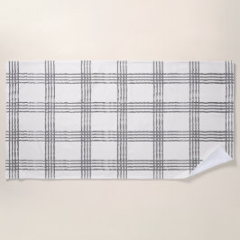 幾何学的素朴ミニマモダンリストプレイド ビーチタオル