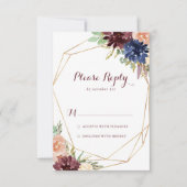 幾何学的素朴金ゴールドモダン書道RSVP 出欠カード (正面)