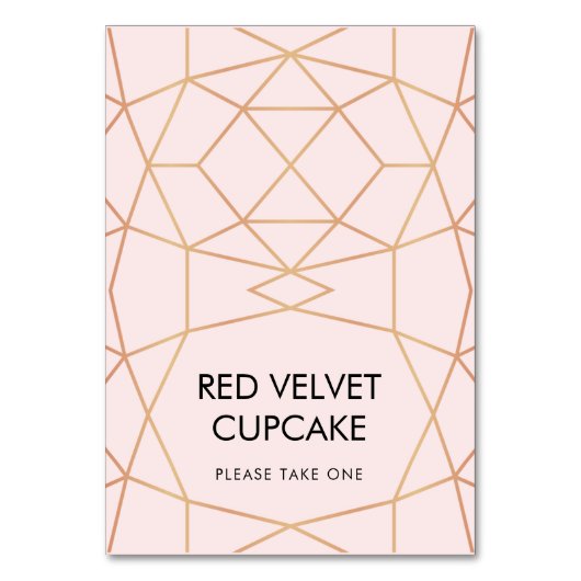 幾何学的結婚テント食品ラベル |色カスタム付 テーブルナンバー (正面)