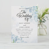 幾何学的結婚フローラの青い花のカード 招待状 (スタンド正面)