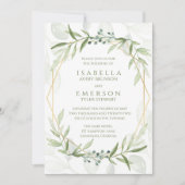 幾何学的結婚緑 招待状 (正面)