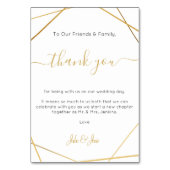 幾何学的結婚金ゴールドの感謝していYou Table Card テーブルナンバー (正面)