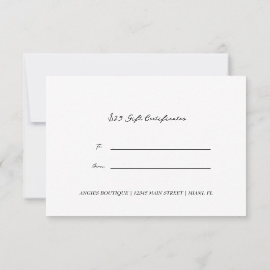 幾何学的美しいギフト証明書カード 招待状 (裏面)