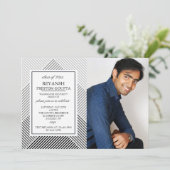幾何学的背景写真の卒業招待状 招待状 (スタンド正面)