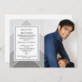 幾何学的背景写真の卒業招待状 招待状 (正面/裏面)
