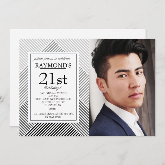 幾何学的背景写真招待状 招待状 (正面/裏面)