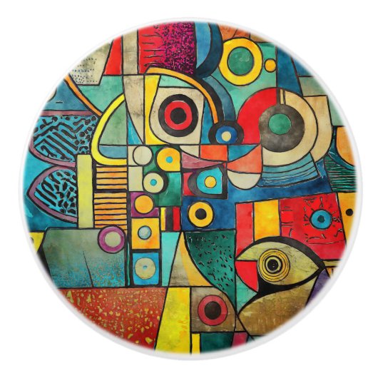 幾何学的芸術的マクシマリストのデコープルノブ セラミックノブ (正面)