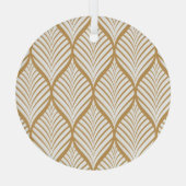 幾何学的葉ヴィンテージシームレスイラストレーション ガラスオーナメント (裏面)