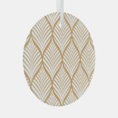 幾何学的葉ヴィンテージシームレスイラストレーション ガラスオーナメント (正面右)