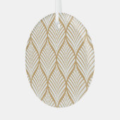 幾何学的葉ヴィンテージシームレスイラストレーション ガラスオーナメント (正面左)