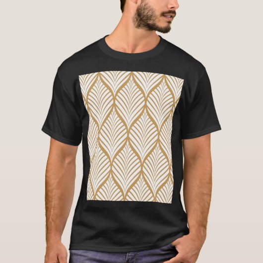 幾何学的葉ヴィンテージシームレスイラストレーション Tシャツ (正面)