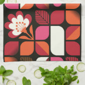 幾何学的葉花継ぎ目のないパターン キッチンタオル (折り畳み)