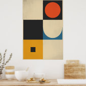 幾何学的調和 – ミニマル抽象芸術図形 ポスター (キッチン)