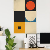 幾何学的調和 – ミニマル抽象芸術図形 ポスター (ホームオフィス)