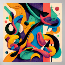 "幾何学的調和" -抽象芸術デジタルアートポスター