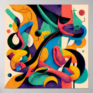 "幾何学的調和" -抽象芸術デジタルアートポスター ポスター