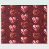 幾何学的赤いハートの折り返し紙 ラッピングペーパー (フラット)