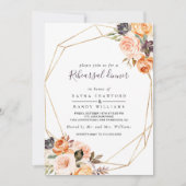 幾何学的赤面パープルフローラリハーサルディナー 招待状 (正面)