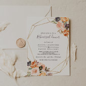 幾何学的赤面パープルフローラリハーサルディナー 招待状