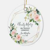 幾何学的赤面フローラ私のゴッドマザーになる セラミックオーナメント (左)