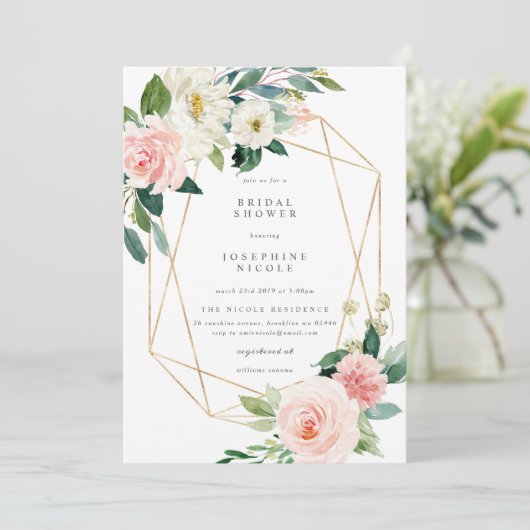 幾何学的赤面ブライダルシャワー招待 招待状 (スタンド正面)