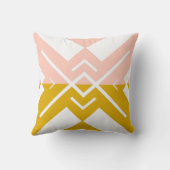 幾何学的赤面モダンピンクマスタードカラーブロック クッション (裏面)