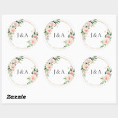 幾何学的赤面モノグラムシールラベル ラウンドシール (シート)