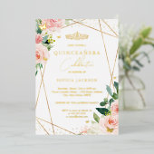 幾何学的赤面金ゴールドフローラ写真キンセアニェラ 箔招待状 (立ち正面)