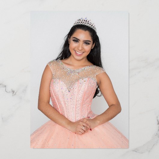 幾何学的赤面金ゴールドフローラ写真キンセアニェラ 箔招待状 (裏面)