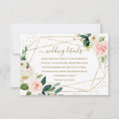 幾何学的赤面金ゴールドフローラ結婚の詳細カード 出欠カード (正面)