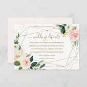 幾何学的赤面金ゴールドフローラ結婚の詳細カード 出欠カード (正面/裏面)