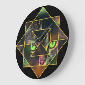 幾何学的連動ダイヤポップ・アートのモンドアートペット猫 ラージ壁時計 (傾斜)