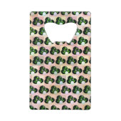 幾何学的遊：ブロックアートのチェックされた芝鉢 クレジットカード栓抜き (正面)