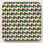 幾何学的遊：ブロックアートのチェックされた芝鉢 コースター (正面)