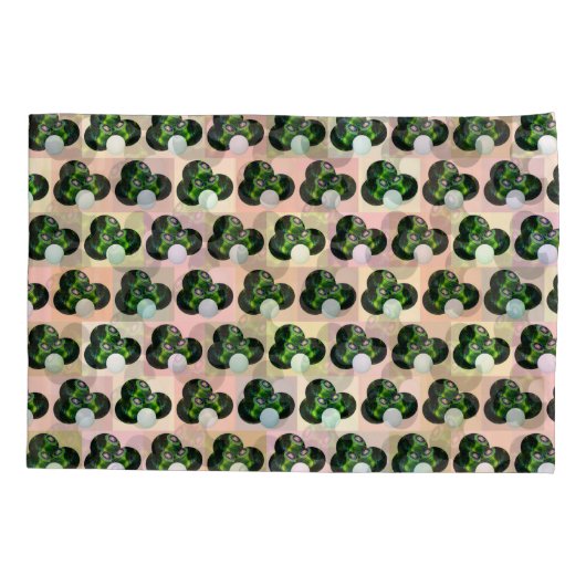 幾何学的遊:ブロックアートのチェックされた芝鉢 枕カバー (裏面)