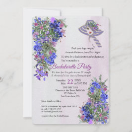 幾何学的金ゴールドおよびラベンダーバチェロレッテ 招待状